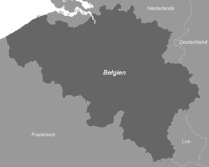 Belgien in Graustufen (beschriftet)