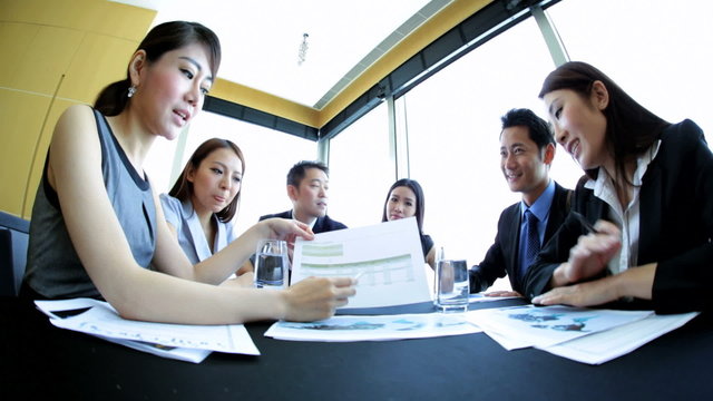 Asian Chinese Business Team Meeting via Video Uplink 