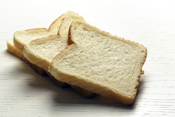 Sliced toast bread on a surface of a table