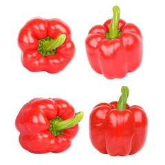 red bell pepper.Fresh paprika on white background.Collection