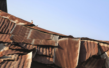 Damage rusty roof of the factory in Thailand