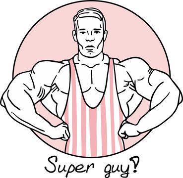 bodybuilder in a striped pink circle