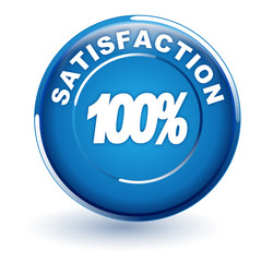 100 pour 100 satisfaction sur bouton bleu