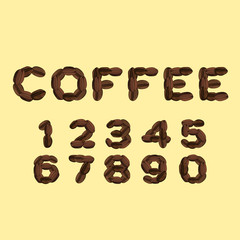 Numbers made of  coffee in flat design