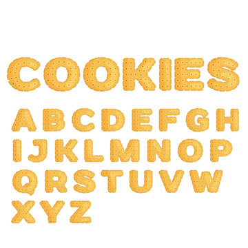 Alphabet made of cookies in flat design