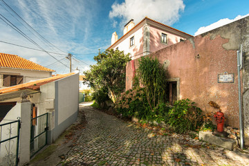 Beautiful architecture in sunny street. Portugal, Sintra