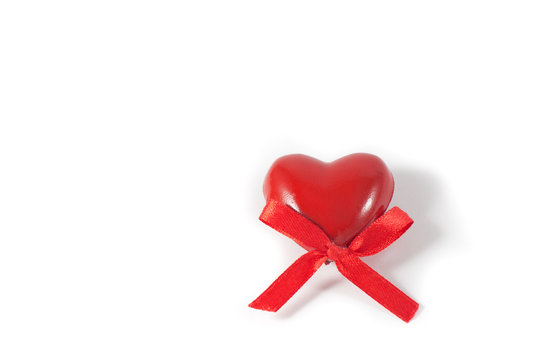 Valentine greeting card with red heart on white background