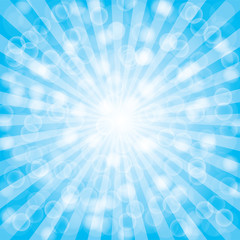 Blue  summer sun light burst.