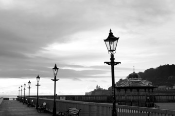 Fototapeta na wymiar row of vintage lamps in black and white