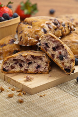 Berry Scones with Lemon Glaze. Selective focus.