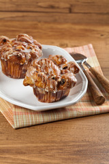 Cinnamon Raisin Muffins - Cobblestone. Selective focus.