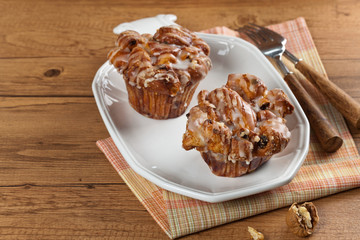 Cinnamon Raisin Muffins - Cobblestone. Selective focus.