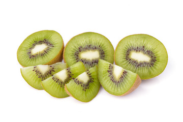 Sliced kiwi fruit isolated on white background