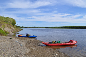 Fototapeta premium Kayaks tourists.