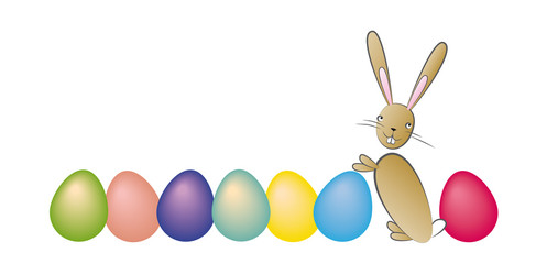 Osterhase mit bunten Ostereiern