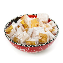 Turkish Delight Nuts Rahat Locum on white background