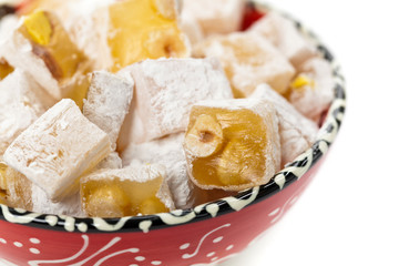 Turkish Delight Nuts Rahat Locum on white background