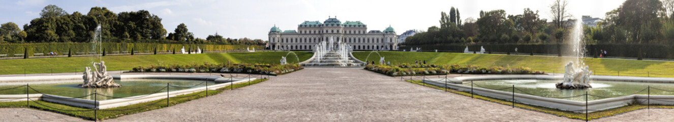 Schloss Belvedere Wien Panorama - obrazy, fototapety, plakaty