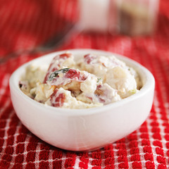 potato salad shot with selective focus