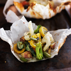baked vegetable parchment packet