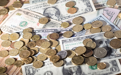 coins and dollars