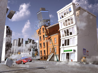 Terremoto en una ciudad - obrazy, fototapety, plakaty