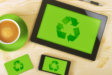 Tablet Computer, Mobile Phone And Business Card for Recycling Co