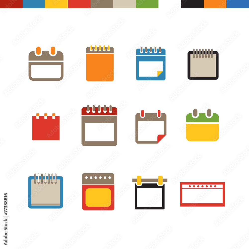 Poster different calendar web icons collection