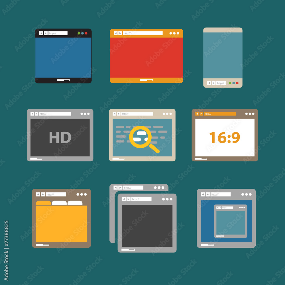 Poster Web browsers flat design collection