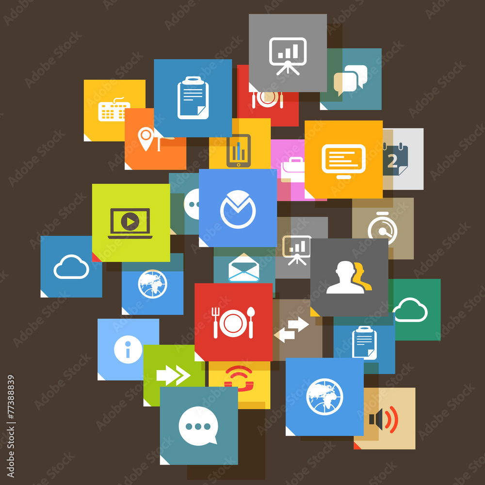 Aufkleber web color tile interface template with modern business and socia