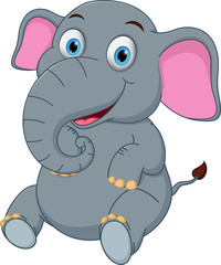 Cute elephant cartoon sitting