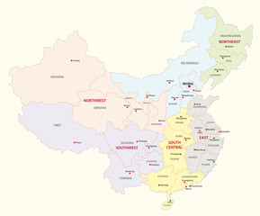 Naklejka premium china regions map