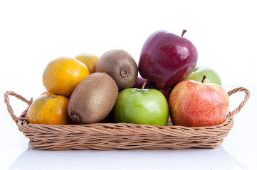 fruit in basket on white background