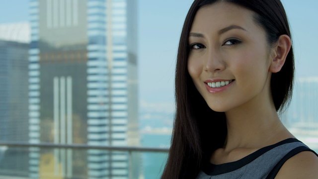 Young Ethnic Businesswoman City Rooftop Portrait 