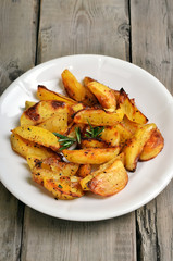 Fried potato wedges