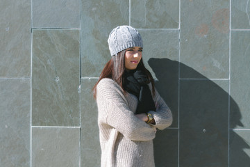 Young beautiful woman with winter clothes