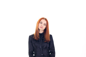 Obraz premium Drooping beautiful woman with sad eyes looking