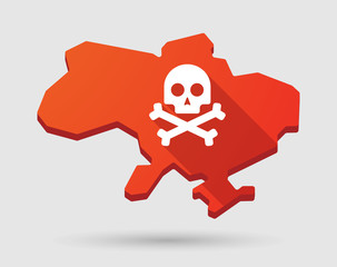 Ukraine map icon with a skull