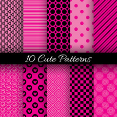 Cute abstract geometric bright seamless patterns