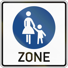 German sign at a pedestrian zone depicting mother and child