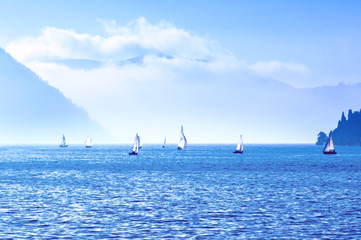 Fototapeta premium sailboats on Lake Como