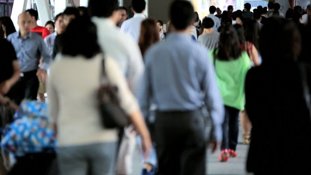 Shoppers Commuters Crowded City Streets