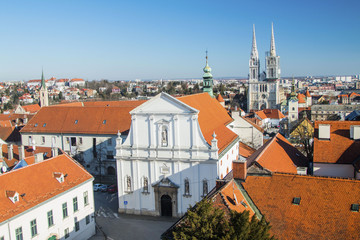 Zagreb cathedral and St Catherine church from Upper town