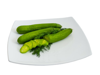 Cucumbers on plate isolated