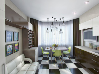 Kitchen with bay window