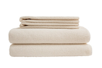 Bath towels in stack isolated over white