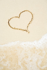 Beach: Wave About to Wash Away Heart