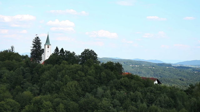 Shot of a church on a hill