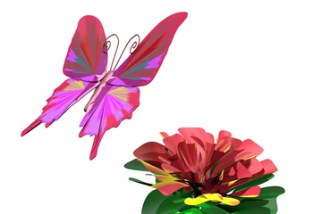 Fototapeten Kleurige vlinder bij bloem © emieldelange