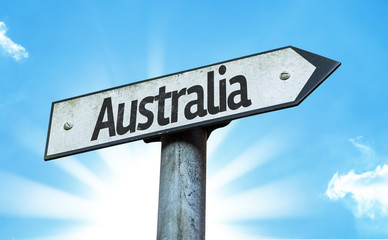 Australia sign with a beautiful day